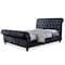 Baxton Studio Castello Velvet Upholstered Crystal-Buttoned Sleigh Queen Platform Bed 118-6337 - alternate 1